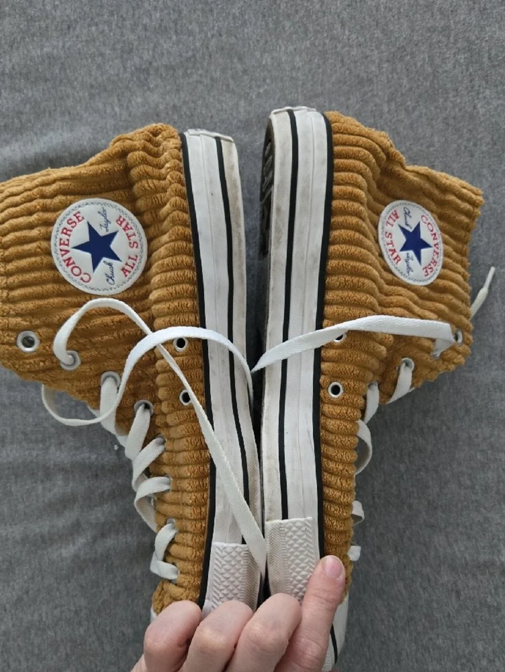 Converse Corduroy High-Top Sneakers in Mustard Yellow